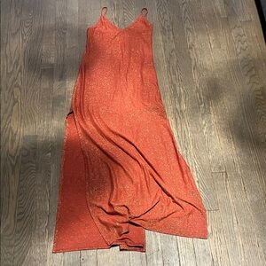 Elegant Sparkling Orange Maxi Dress